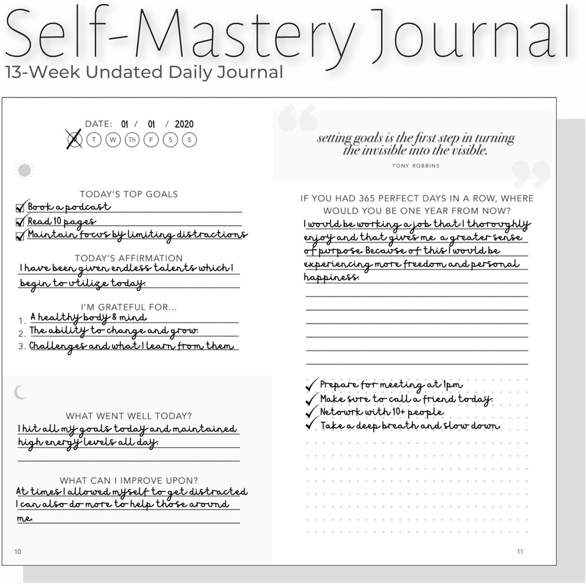 Self-Mastery Journal for Men with Prompts - 13 Week Guided Gratitude Journal - 5 Minute Journal - Reflection Manifestation Journals for Mindfulness - Self Care Journal - Goal Journal for Women & Men